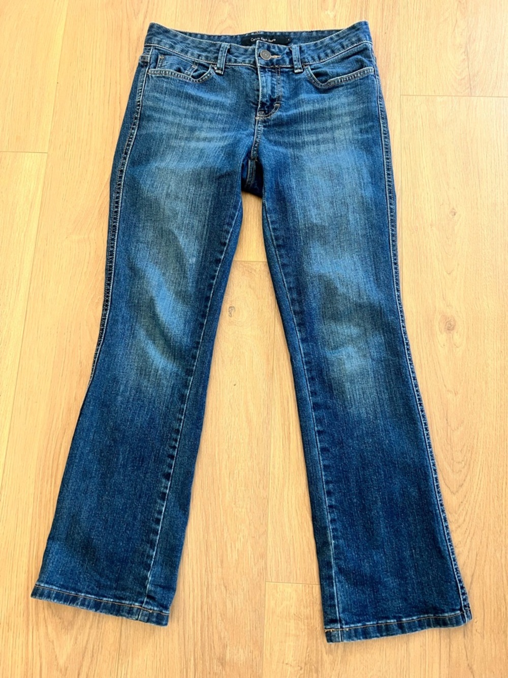 Calvin Klein Classic Women's Blue Bootcut Jeans With Embroidered Pockets  Size 4